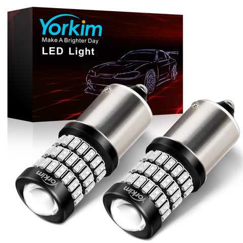 Yorkim 1156 LED Bulb Red 7506 BA15S P21W 1003 1141 LED Bulbs with Projector, Bright 58SMD-3014&3030 Chipsets, replacement for Car Led Brake Light Bulbs Tail Lights Parking Lights, Pack of 2