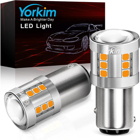 Yorkim 1157 LED Bulb Amber 2357 led bulb 300% Super Brighter 1157 LED Turn Signal Lights 2057 7528 BAY15D Led Replacement for Car Blinker Lights Side Marker Lights, Pack of 2