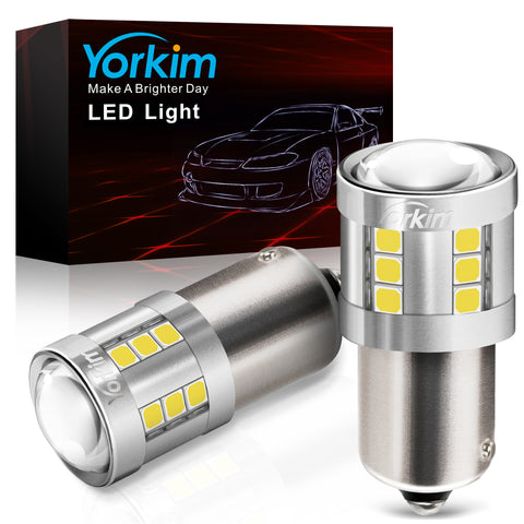 Yorkim 1156 LED Bulb White, 3000 Lumens 300% Super Brighter LED Reverse Lights, BA15S P21W 7506 1003 1141 Led Bulbs for Car Backup Tail Brake Turn Signal Blinker Lights, Pack of 2