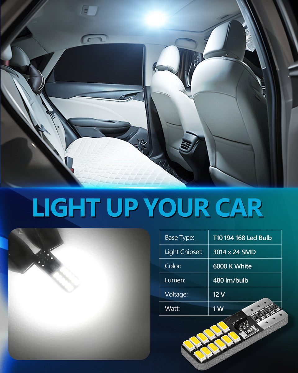 SIGANDG 30 Pieces W5W T10 LED ampoule voiture 12V 6500k 120LM COB ampoule  de remplacement,168 ampoule LED,2825 194 T10 ampoule LED W5W,LED interior  car lights,ampoule W5W LED,ampoules LED pour voiture : 