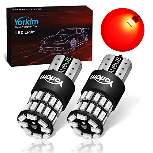 Yorkim 194 LED Bulb Red, Error Free T10 168 192 2825 W5W LED Bulbs (36-SMD 3014)