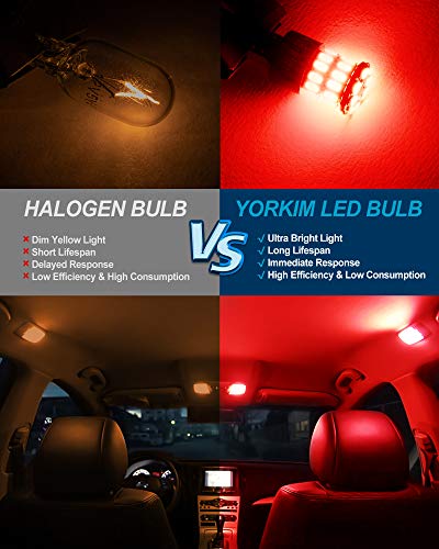 Yorkim 194 LED Bulb Red, Error Free T10 168 192 2825 W5W LED Bulbs (36-SMD 3014)