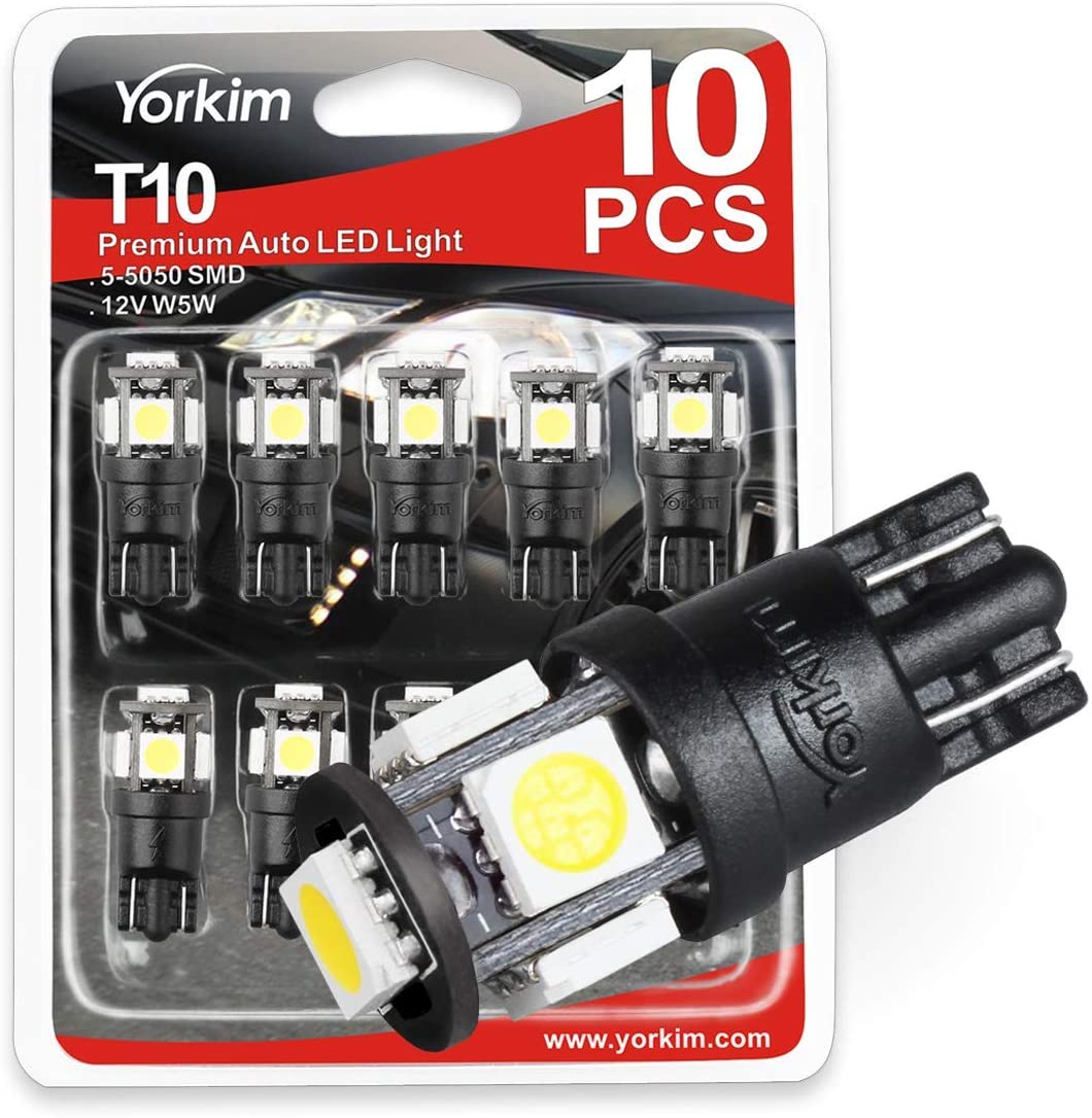 Yorkim 6th T10 LED Bulb White 194 LED Bulb License Plate Lights