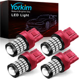 Yorkim 7440 LED Bulb Red 7443 led brake lights bulb with Projector 7441 7444 W21W T20 led bulb Replacement Lamp for brake lights tail lights turn signal lights, pack of 4