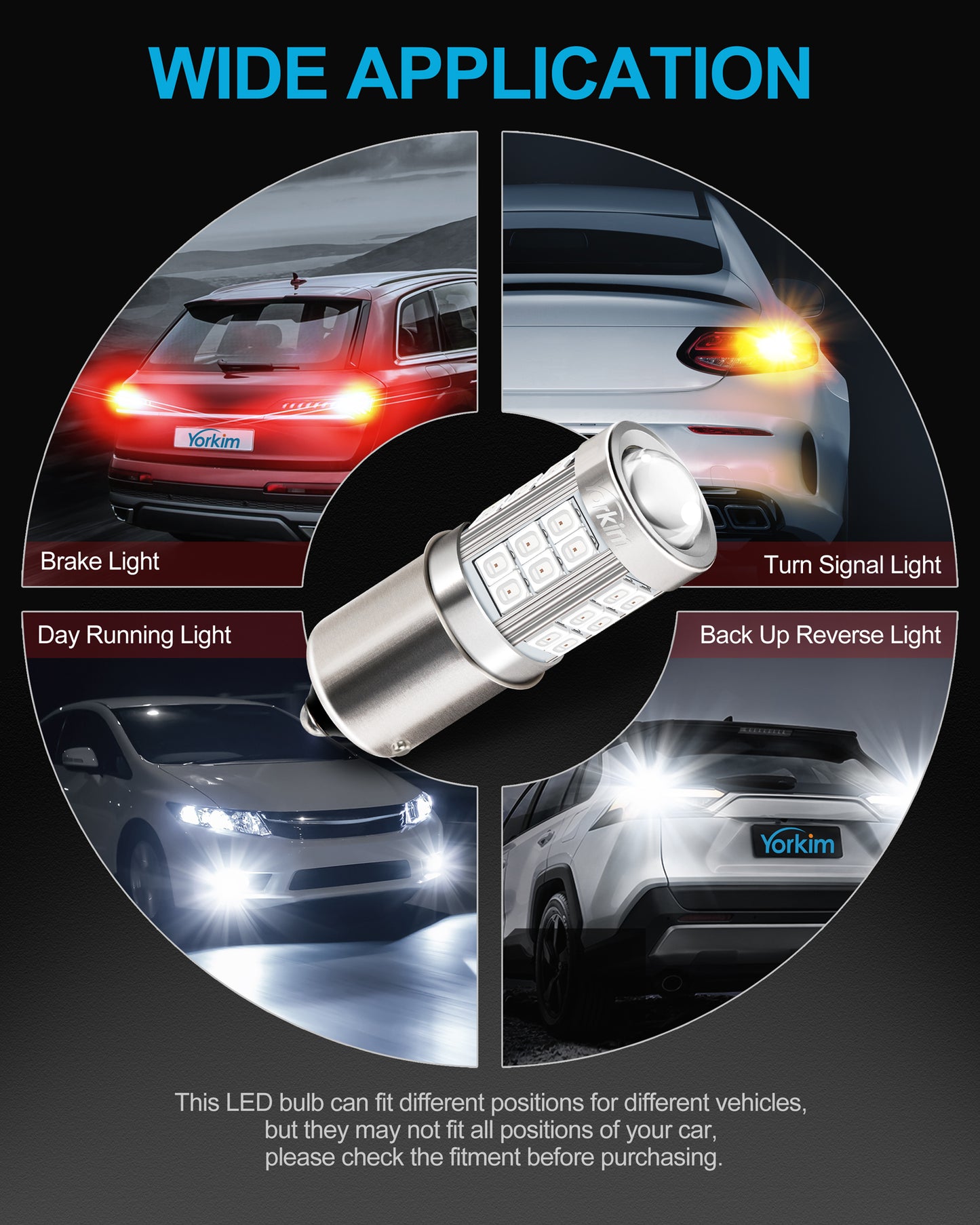 Yorkim 1156 LED Bulb Red 1156 led brake light bulb, 1003 led bulb 1141 led red lights BA15S P21W 7506 bulb led Replacement Lamp for Stop Lights Brake Lights Tail Light Bulbs, pack of 2