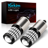 Yorkim 1156 LED Bulb Red 7506 BA15S P21W 1003 1141 LED Bulbs with Projector, Bright 58SMD-3014&3030 Chipsets, replacement for Car Led Brake Light Bulbs Tail Lights Parking Lights, Pack of 2