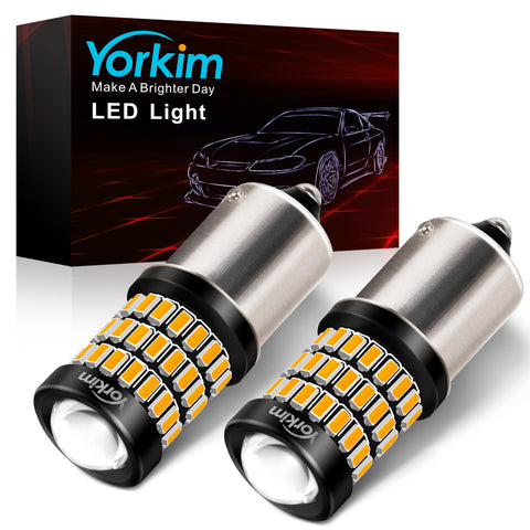 Yorkim 1156 LED Bulb Amber 7506 BA15S P21W 1003 1141 LED Bulbs with Projector, Bright 58SMD-3014&3030 Chipsets, replacement for Car Led Turn Signal Blinker Lights Tail Brake Lights, Pack of 2