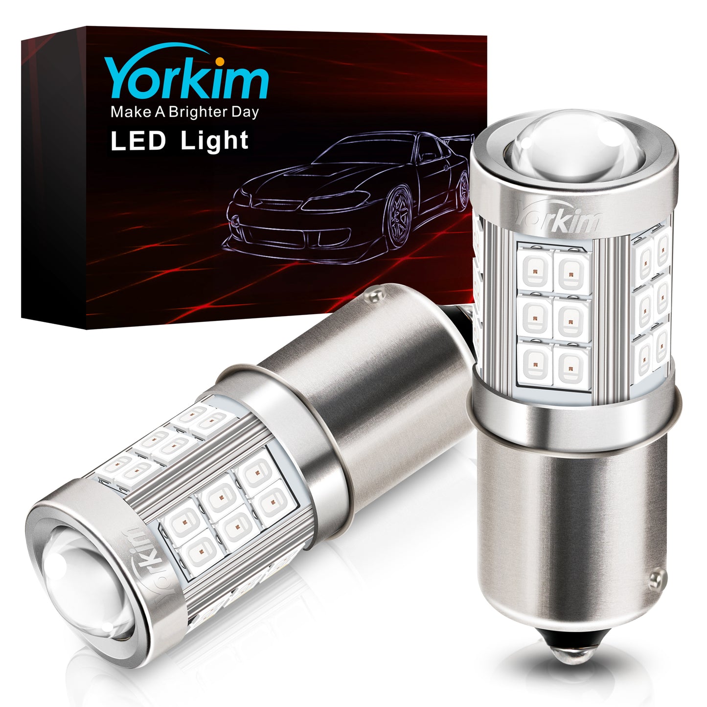 Yorkim 1156 LED Bulb Red 1156 led brake light bulb, 1003 led bulb 1141 led red lights BA15S P21W 7506 bulb led Replacement Lamp for Stop Lights Brake Lights Tail Light Bulbs, pack of 2