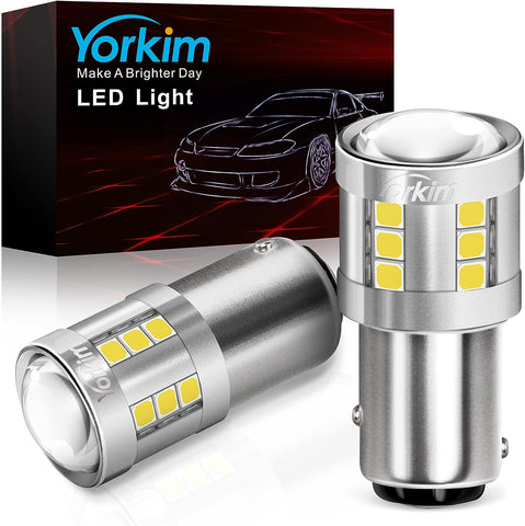 Yorkim 1157 LED Bulb White 3000 Lumens 2357 led bulb 300% Super Brighter 1157 LED Reverse Lights 2057 7528 BAY15D Led Replacement for Car Backup Tail Brake Turn Signal Lights, Pack of 2