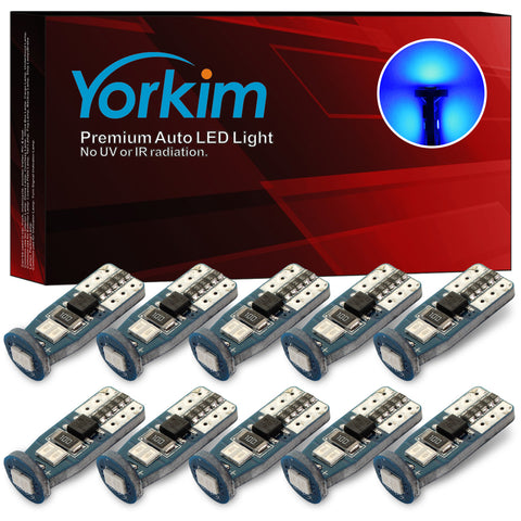 Yorkim T10 LED Bulb Blue, Canbus Error Free, 194 168 W5W 2825 Sockets (6-SMD 3020)