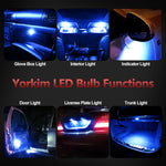 Yorkim T10 LED Bulb Blue, Canbus Error Free, 194 168 W5W 2825 Sockets (6-SMD 3020)