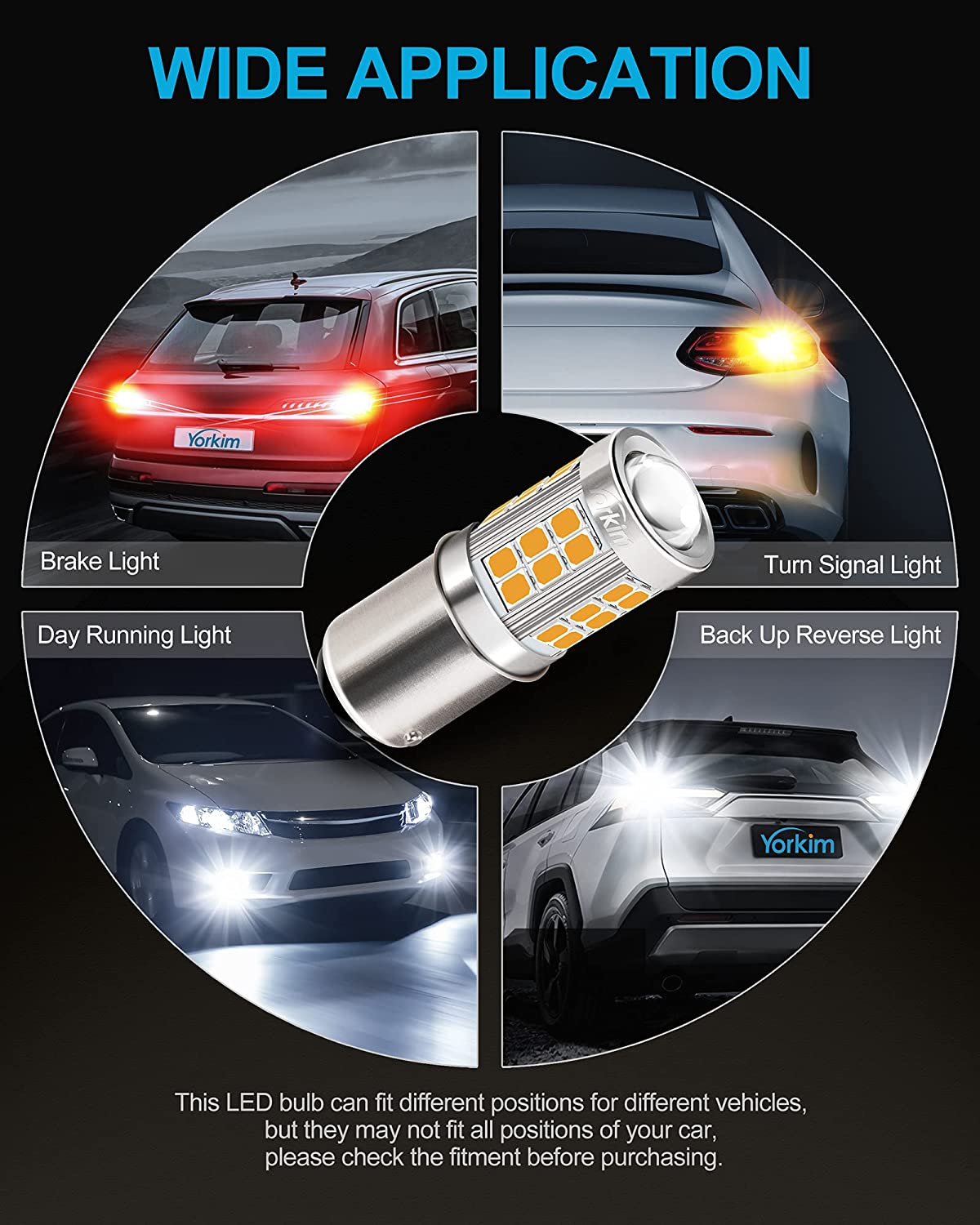 Yorkim 1157 LED Bulb 2357 2057 7528 BAY15D Led Reverse Blinker Brake Tail Lights