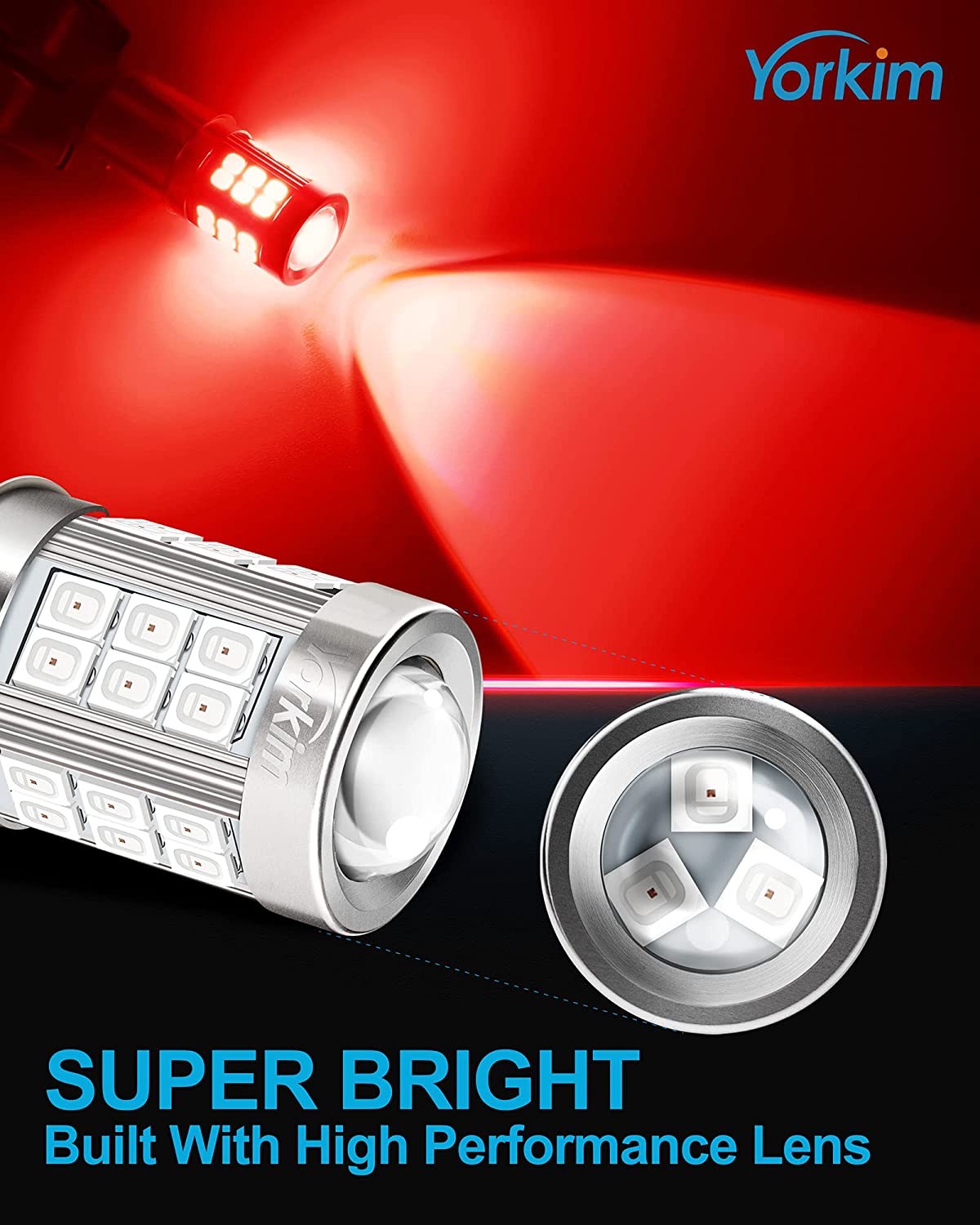 Yorkim 1157 LED Bulb 2357 2057 7528 BAY15D Led Reverse Blinker Brake Tail Lights