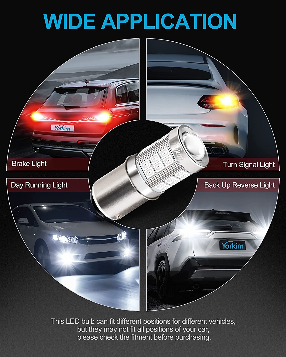 Yorkim 1157 LED Bulb 2357 2057 7528 BAY15D Led Reverse Blinker Brake Tail Lights