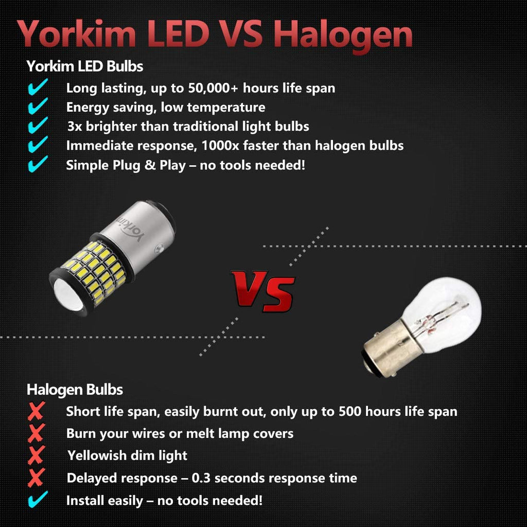 Yorkim 1157 LED Bulb 2057 2357 7528 BAY15D for Brake Back Up Reverse T