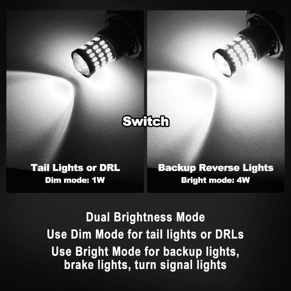 Yorkim 1157 LED Bulb 2057 2357 7528 BAY15D for Brake Back Up Reverse Tail Lights White