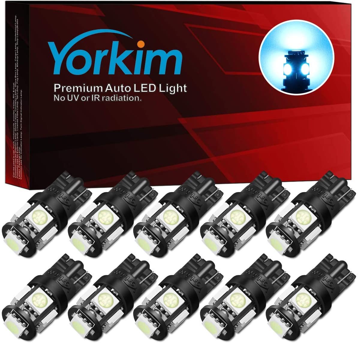 Yorkim 194 LED Bulb blue Super Bright 5th Generation T10 LED bulb for Car Interior Light