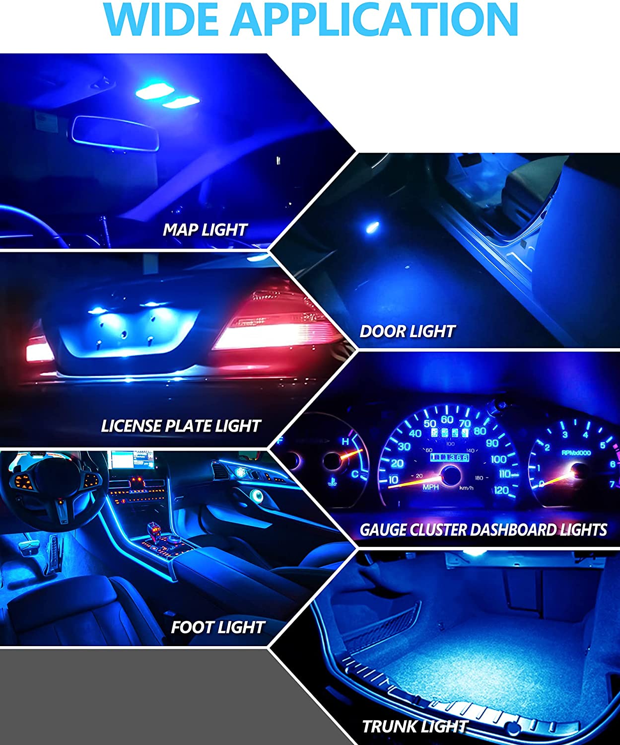 Yorkim 194 LED Bulb blue Super Bright 5th Generation T10 LED bulb for Car Interior Light