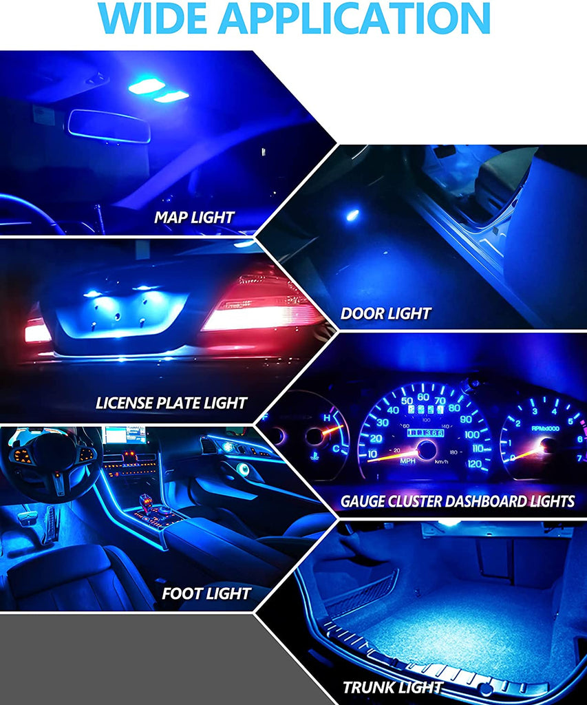 Yorkim 194 LED Bulb Blue for Car Interior Lights Dome Map Door Dashboard License  Plate Light