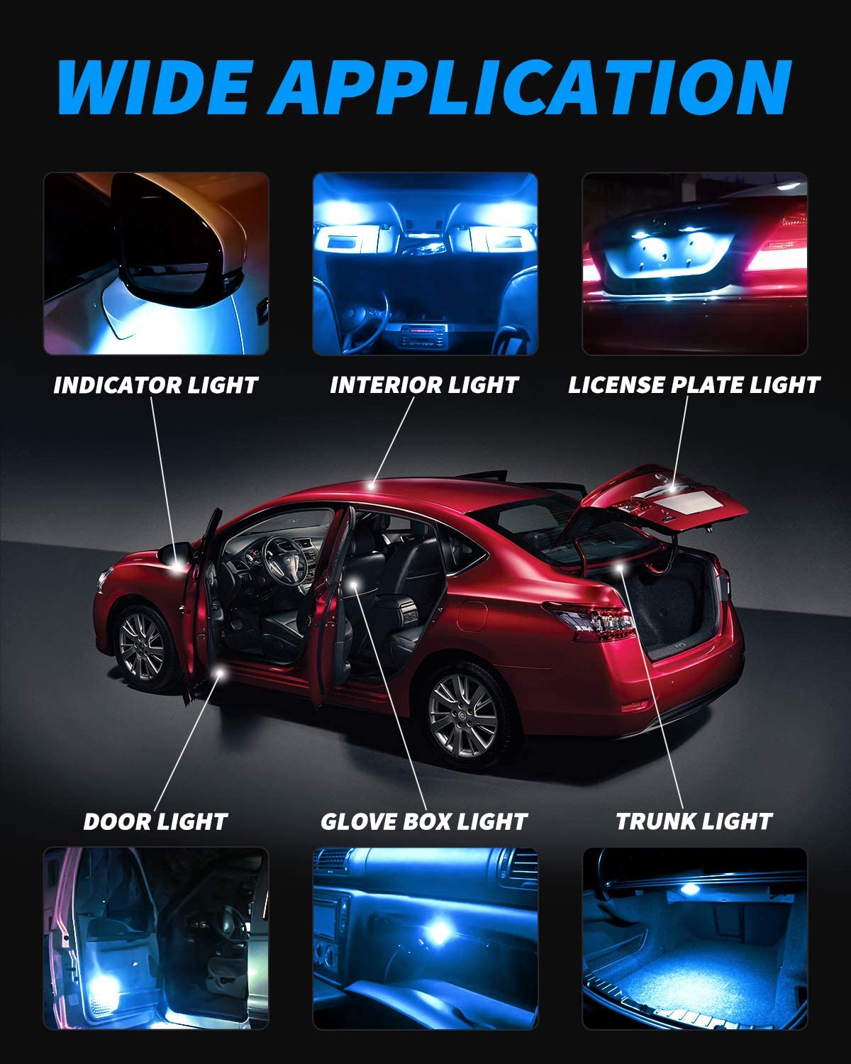 Yorkim 194 LED Bulb blue Super Bright 5th Generation T10 LED bulb for Car Interior Light
