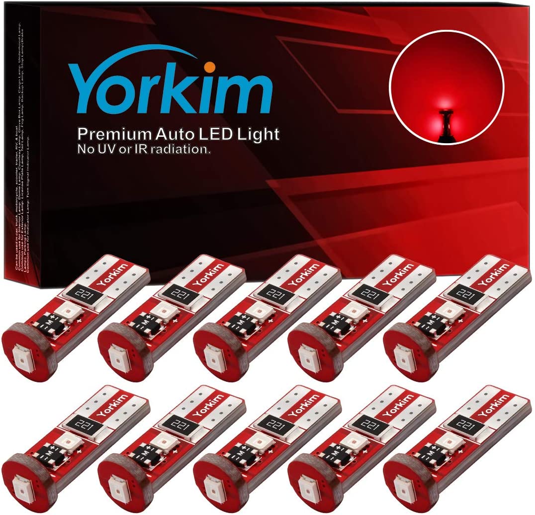 Yorkim 194 Led Bulb Canbus Error Free 3-SMD 2835 Chipsets T10 Led Bulb Trunk lights