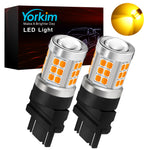 Yorkim 3157 LED Bulb Amber led turn signal bulb, 3157a led bulb 3156 led amber lights 3056 3057 4157 bulb led 3157 Replacement for Turn Signal Side Marker Lights, Amber Yellow, pack of 2
