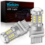Yorkim 3157 LED Bulb Reverse Lights 6000K White High Power 21SMD XB-D Chipsets 400% Brighter, 3156 led bulb 3056 4057 4157 LED Light for Tail Light Backup light DRL Brake Turn Signal Lights, Pack of 2