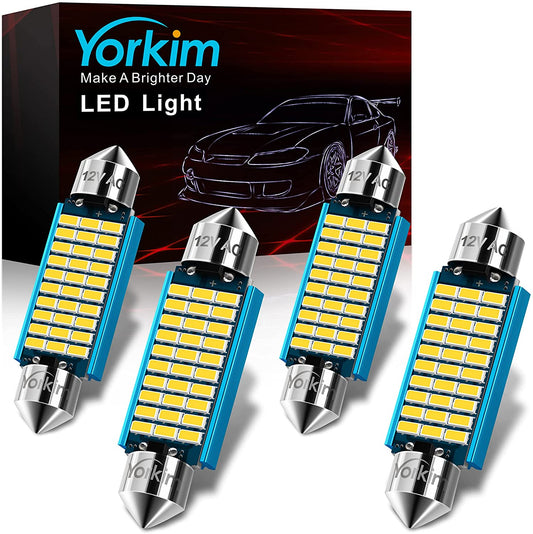 Yorkim 578 LED Bulb White 30-SMD 3014 Chips 41mm 42mm LED Bulb Canbus Error Free