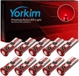 Yorkim 194 Led Red Canbus Error Free T10 168 W5W 2825 Sockets (3-SMD 2835)