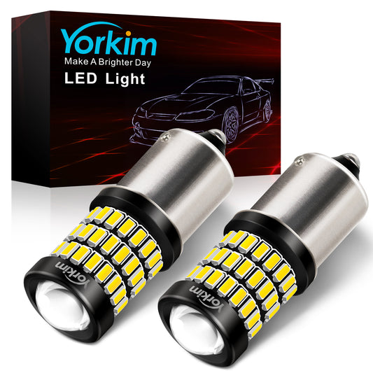 Yorkim 1156 LED Bulb White, Bright 58SMD-3014&3030 Chipsets, 7506 BA15S P21W 1003 1141 LED Bulbs with Projector replacement for Car Led Turn Signal Blinker Lights Backup Tail Brake Lights, Pack of 2