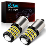 Yorkim 1156 LED Bulb White, Bright 58SMD-3014&3030 Chipsets, 7506 BA15S P21W 1003 1141 LED Bulbs with Projector replacement for Car Led Turn Signal Blinker Lights Backup Tail Brake Lights, Pack of 2