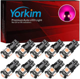 Yorkim 194 Pink/Purple LED bulb 5th, Interior Lights for W5W 168 2825 T10 (5-smd 5050)
