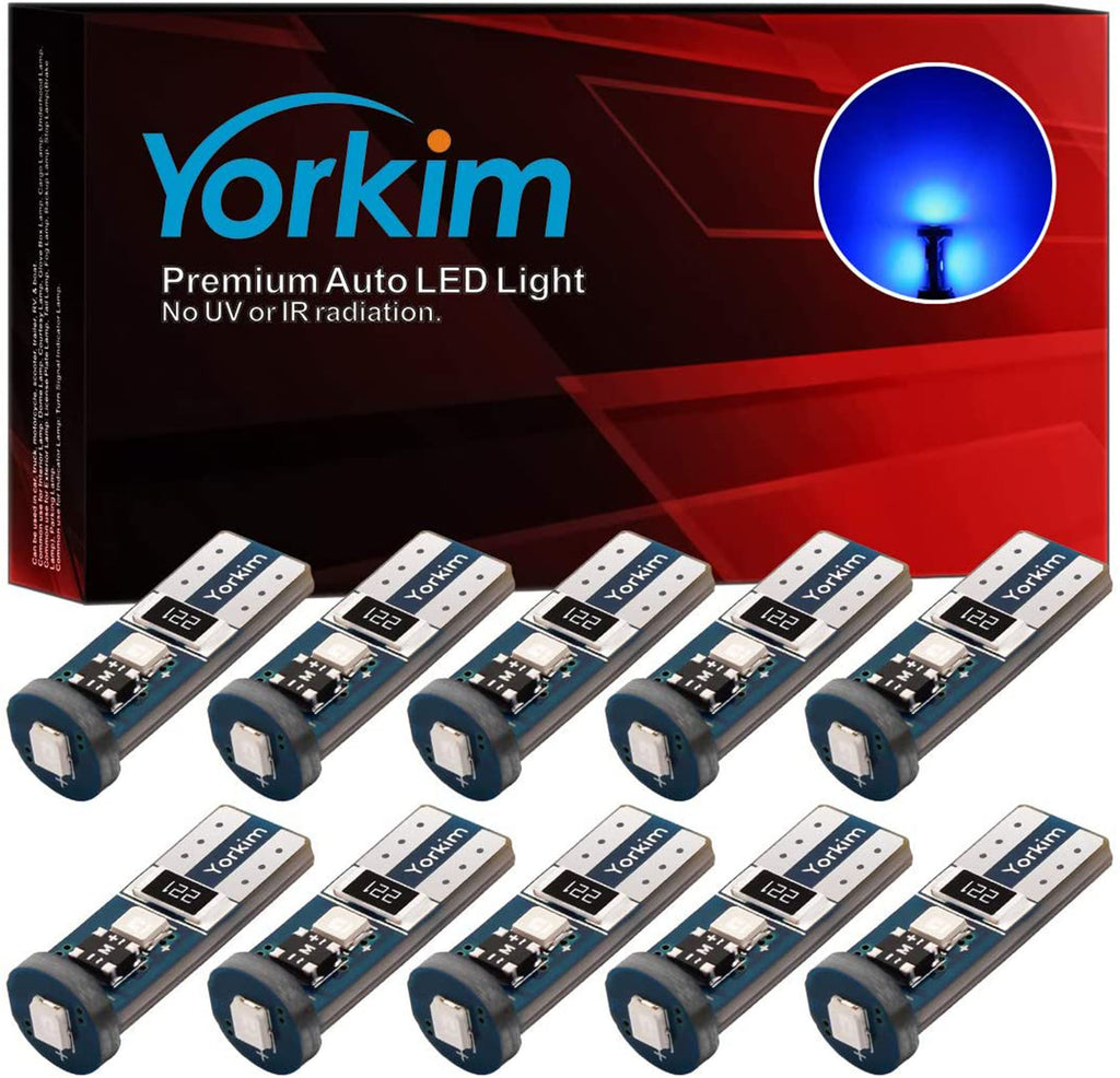 Yorkim Bombilla LED Canbus de 194, color blanco, sin errores, 3-SMD 2835,  chipsets, T10 interior LED para coche, cúpula de mapa, puerta, cortesía