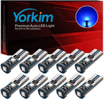 Yorkim 194 Led Bulb Blue Canbus Error Free T10 168 W5W 2825 Sockets (3-SMD 2835)