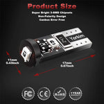 Yorkim 194 Led Red Canbus Error Free T10 168 W5W 2825 Sockets (3-SMD 2835)