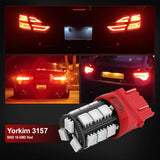Yorkim 3157 LED Light Bulbs Red Super Bright, 3056 3156 3156A 3057 4057 3157 4157 T25 LED Bulbs for Brake Lights, Backup Reverse Lights， Reverse Tail Lights