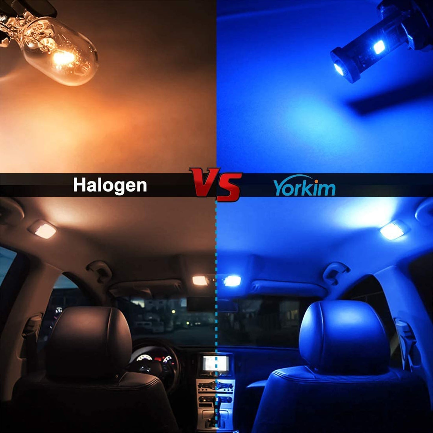 Yorkim 194 Led Bulb Blue Canbus Error Free T10 168 W5W 2825 Sockets (3-SMD 2835)