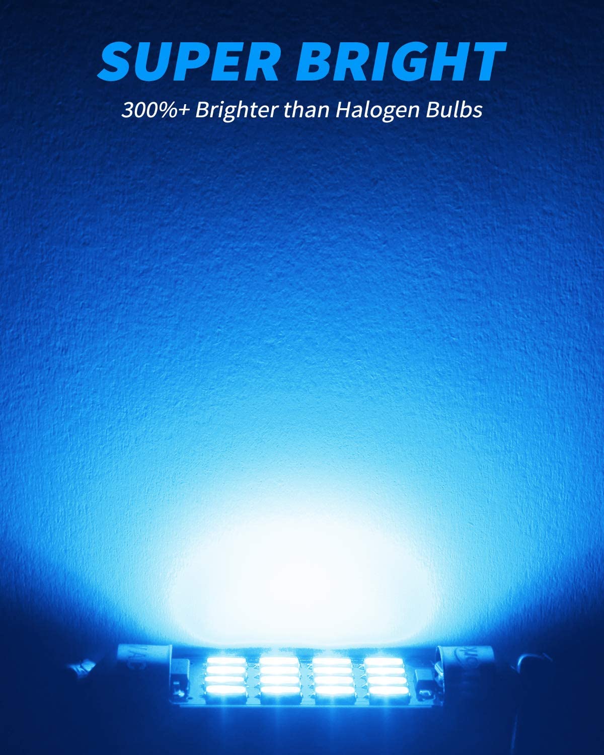 Yorkim Super Bright 578 Festoon LED Bulb blue 41mm 42mm LED Bulb Canbus Error Free 16-SMD 4014 Chipset, 212-2 Dome Light Led MAP Light, LED Interior Light 211-2 LED Bulb