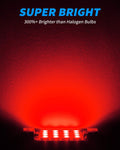 Yorkim 42mm Festoon LED Bulb 578 41mm LED Bulb Canbus Error Free, 212-2  211-2 LED Bulb, Pack of 4 (Red)