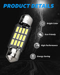 Yorkim 6418 LED Bulb, 36mm LED Bulb 6500K White Super Bright Interior Lights 12-SMD 4014 Chipsets, C5W LED Bulb, Festoon LED 36mm 37mm 38mm LED, DE3021 Bulb C5W LED Bulb White