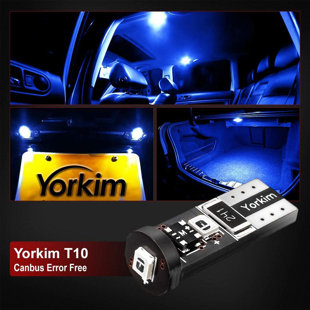 Yorkim Canbus Error Free T10 Led Bulb 194 LED Bulb Blue