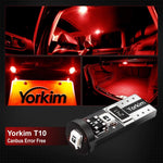 Yorkim 194 Led Red Canbus Error Free T10 168 W5W 2825 Sockets (3-SMD 2835)
