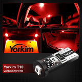 Yorkim 194 Led Red Canbus Error Free T10 168 W5W 2825 Sockets (3-SMD 2835)