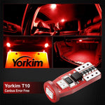 Yorkim T10 LED Bulb Red, Canbus Error Free, 194 168 W5W 2825 Sockets (6-SMD 3020)