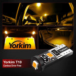 Yorkim 194 Led Bulb Amber Canbus Error Free T10 168 W5W 2825 Sockets (3-SMD 2835)