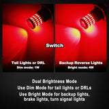 Yorkim 3157 Led Bulb, Backup Reverse Light 3156 3056 3057 4057 4157 T25, Pack of 2 (Red)