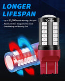 Yorkim 7440 Led Bulb T20 7443 7441 7444 W21W Led Lights for reverse/ backup / brake light, Pack of 2 (Red)