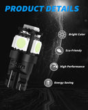 Yorkim 194 Ice Blue LED bulb 5th, Interior Lights for W5W 168 2825 T10 (5-smd 5050)