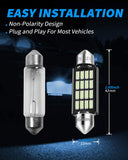 Yorkim 42mm Festoon LED Bulb 578 41mm LED Bulb Canbus Error Free, 212-2  211-2 LED Bulb, Pack of 4 (Ice Blue)