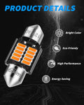 Yorkim 31mm Festoon LED Bulb, Error Free Canbus, DE3022 DE3175 DE3021 LED Bulb, Pack of 4 (Amber)